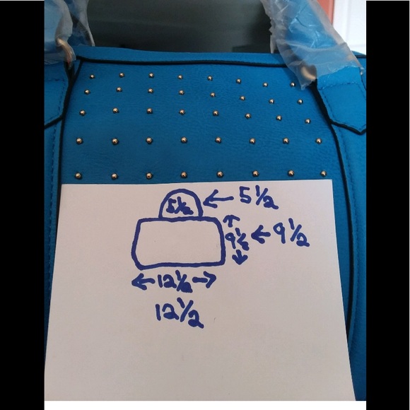 Gorgeous Blue Leather Pin Dot Handbag💥 - Picture 6 of 9